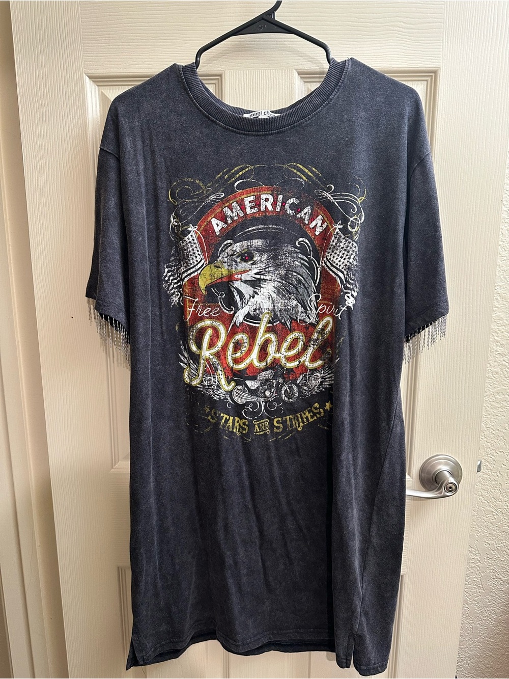 Rebel Graphic Tee Dress - Black Vintage Wash